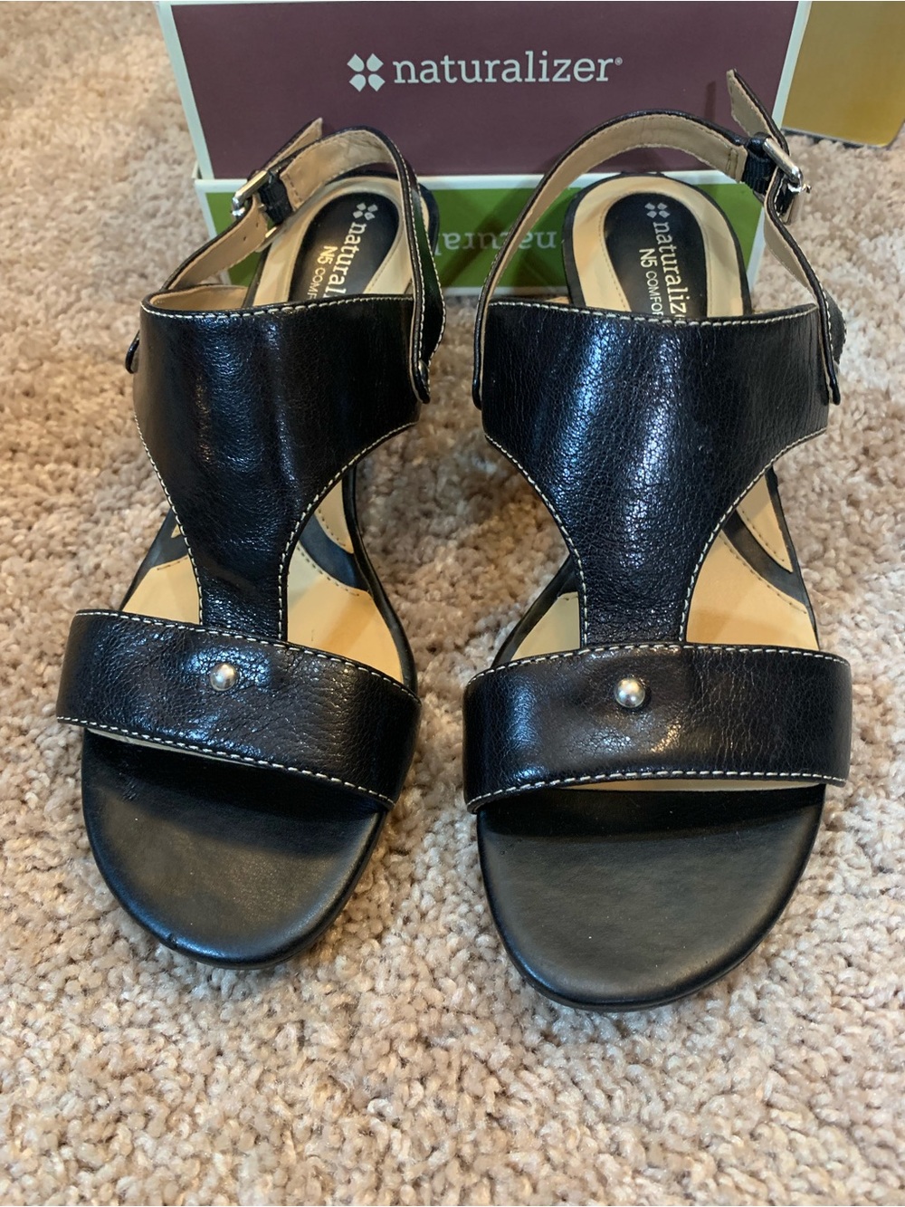 Naturalizer Women's Black Leather Slingback Sandals 9W